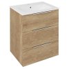 Sapho CIRASA umývadlová skrinka 59,2x75x46cm, 3x zásuvka, dub Alabama CR631-2222