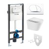 Mereo WC set - Smart flush rimless WC oblé, modul pre sadrokartón, biele oválne tlačidlo MM02NSETRT510