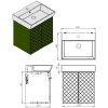 Lavedo Tessera Green 50 kúpeľňová skrinka s umývadlom, TSR-50_EMERALD_GREEN