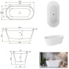 Besco Deeva B&W voľne stojaca akrylátová vaňa, lesklá Dĺžka vane: 180 cm, WWA-180-DBC