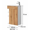 Lavedo Amadeo Wotan Dub 50 kúpeľňová skrinka s umývadlom, AMADEO_T-40_WOTAN_OAK