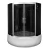 Aplomo Luxor Black 135x135x220 parný masážny sprchový box s hydromasážnou vaňou, MO-08135SBL