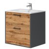 Lavedo Afina Piedra Grey/Wotan Oak 60 kúpeľňová skrinka s umývadlom, AF-60-PIE-GRWO