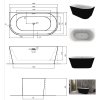 Besco Vica New B&W voľne stojaca vaňa so štrbinovým prepadom, matná Dĺžka vane: 160 cm, WAS-16VNB