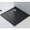 Polimat Perrito Black Square Shower Tray Stone Imitation, Cast Marble Tray Size: 80x80cm, 00549
