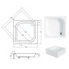 Besco Ares štvorcová vysoká sprchová vanička Veľkosť vaničky: 80x80cm, BAA-80-KW