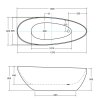 Besco Goya Black&White MAT voľne stojaca vaňa, liaty mramor Dĺžka vane: 170 cm, WMMC-170