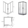 Besco Modern 190 štvorcový sprchový kút, čierny Rozmery sprchového kúta: 90x90cm, MKB-90-190-C