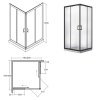 Besco Modern 190 štvorcový sprchový kút, čierny Rozmery sprchového kúta: 80x80cm, MKB-80-190-C