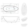 Besco Goya XS Biela voľne stojaca vaňa 140x62, liaty mramor, WMD-140-G
