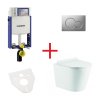 WC súprava OVALE BASSO RIMLESS: závesné WC so sedadlom, combifix, podložka, gombíková chrómová podložka OLKLT053ER004
