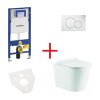 WC súprava OVALE BASSO RIMLESS: závesné WC so sedadlom, duofix, podložka, gombík biely, OLKLT053ER005