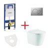WC súprava OVALE BASSO RIMLESS: závesné WC so sedadlom, duofix, podložka, gombík chróm matný, OLKLT053ER008