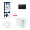 WC súprava OVALE BASSO RIMLESS: závesné WC so sedadlom, duofix špeciál, podložka, tlačidlo čierne, OLKLT053ER010