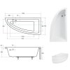 BESCO Asymetrická vaňa FONDI Nožičky k vani - S nožičkami, Rozmer vane - 150 × 70 cm, Spôsob prevedenia - Pravé OLVFON15P+OLVPINOZ