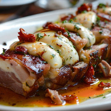 Krkovička pod peřinkou z mozzarelly a sušenými rajčaty