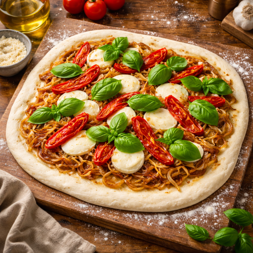 Chlebové rezy Caprese s nakladanými sušenými paradajkami