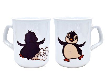 hrnek s hranatým uchem 250 ml prdící tučňák