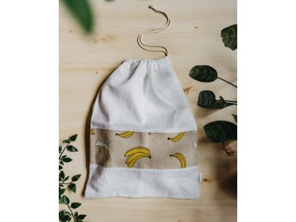 Lněný pytlík na pečivo banán