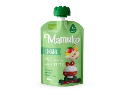 "Mamuko" BIO rýže a ovocné pyré pro miminka od 4 měsíců, 100 g