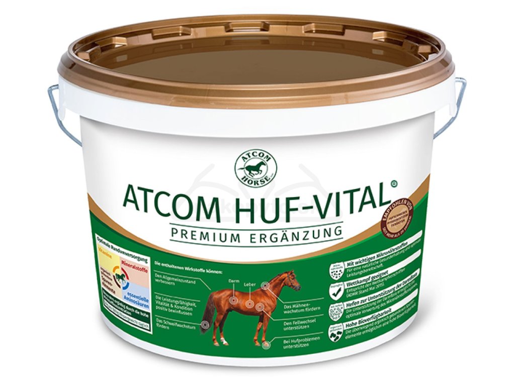 ATCOM HUF-VITAL ®  -Kvalitný všestranný produkt pre nutrične podmienenú optimalizáciu rastu kopýt a kvality kopytnej rohoviny.