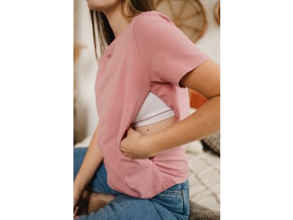 Kojicí tričko- pudrově růžové