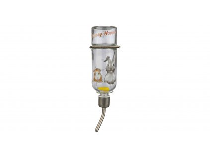 Skleněná napáječka Honey & Hopper s kovovým pítkem pro morčata 250 ml