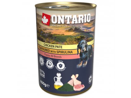 4992 ontario konzerva puppy kuracie pate so spirulinou 400g