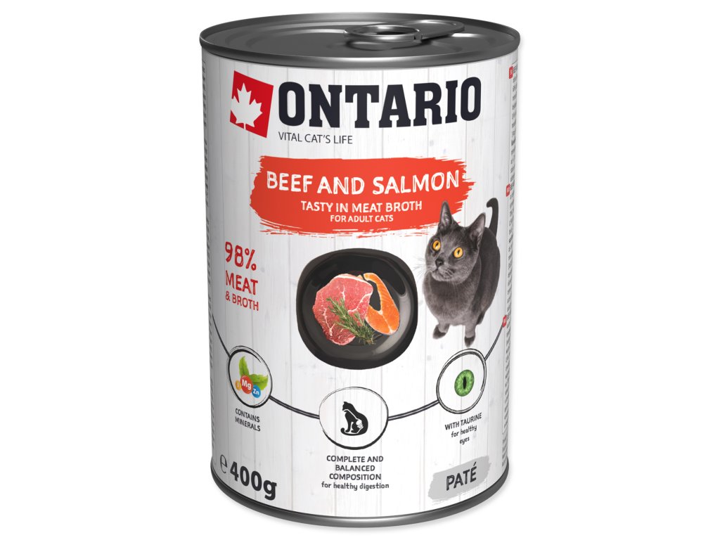 Konzerva ONTARIO Cat Beef, Salmon, Sunflower Oil