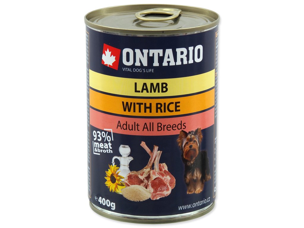 Konzerva ONTARIO Dog Lamb, Rice and Sunflower Oil