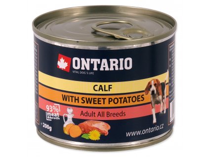 Konzerva ONTARIO Dog Mini Calf, Sweetpotato, Dandelion and Linseed Oil