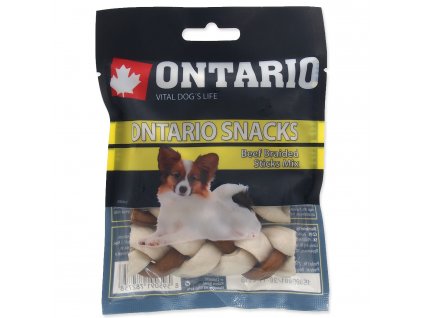 Snack ONTARIO Dog Rawhide Braided Stick Mix 7,5 cm