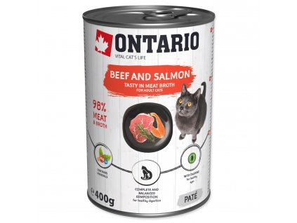 Konzerva ONTARIO Cat Beef, Salmon, Sunflower Oil