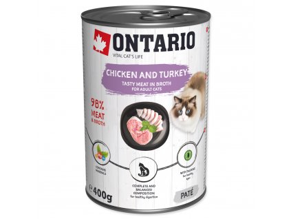 Konzerva ONTARIO Cat Chicken, Turkey, Salmon Oil