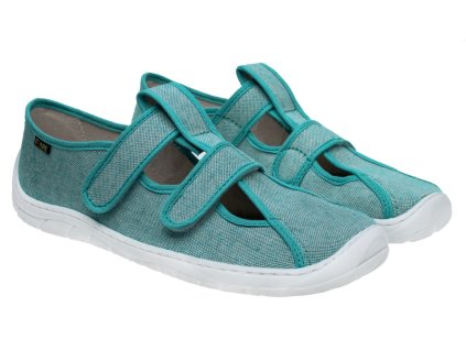 Bačkory FARE BARE - tyrkysové na suchý zip