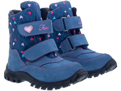 FARE KLASIK POLARIS zimní nepromokavé boty modro-růžové