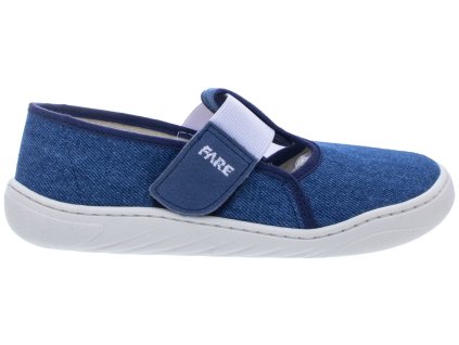FARE MID-WIDE dětské papuče na suchý zip modré, modrý lem
