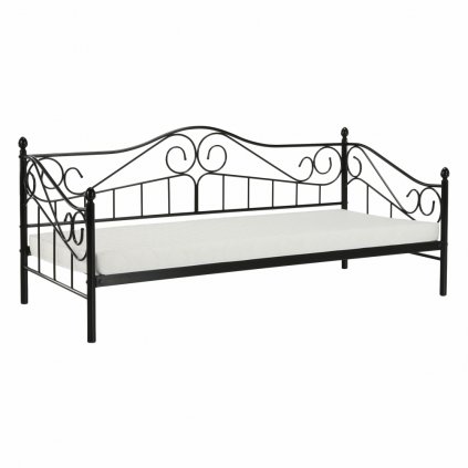 Kovová postel, černá, 90x200, DAINA