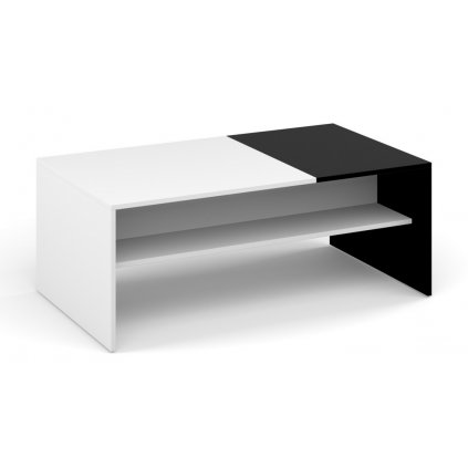 Moderní konferenční stolek v kombinaci bílé a černé barvy KN311