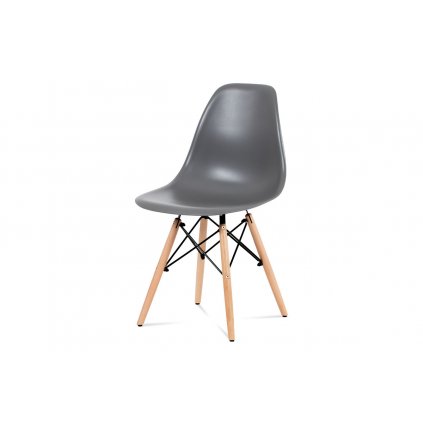 Jídelní židle plast šedý a nohy masiv buk CT-758 GREY-OBR1