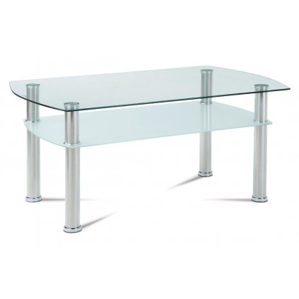 Konferenční stůl 100x60 cm v kombinaci sklo a leštěný nerez GCT-303 CLR1-OBR1
