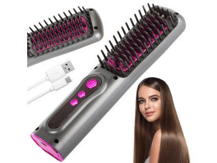 pol pl Prostownica szczotka do wlosow 2w1 elektryczna usb 3953 1