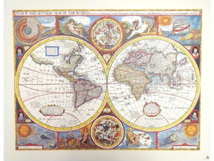 Retro mapa světa - John Speed, 1651