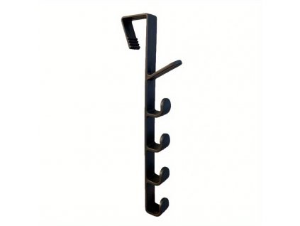 Věšák na dveře s háčky 28 cm - černá