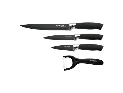 Sada kuchyňských nožů nerezová ocel s černým povrchem - 4 ks