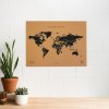 woody map natural cork world black