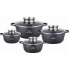 Sada hrnců s keramicko-mramorovým povrchem a skleněnými víky – 8 ks
