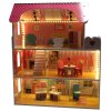 15415 4 domek dla lalek drewniany mdf mebelki 70cm rozowy led 176475