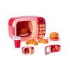 15819 1 mikrovlnna trouba 22x15x10cm cervena na baterie s doplnky se svetlem a zvukem v krabicce