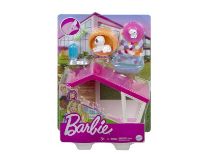 Barbie mini hracia súprava so zvieratkom - búda - MATTEL